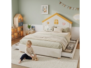 Lit cabane 140x200 cm <strong></strong> <strong>evarich</strong> coloris beige