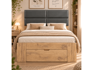 Lit avec rangement 140x200 cm coloris naturel