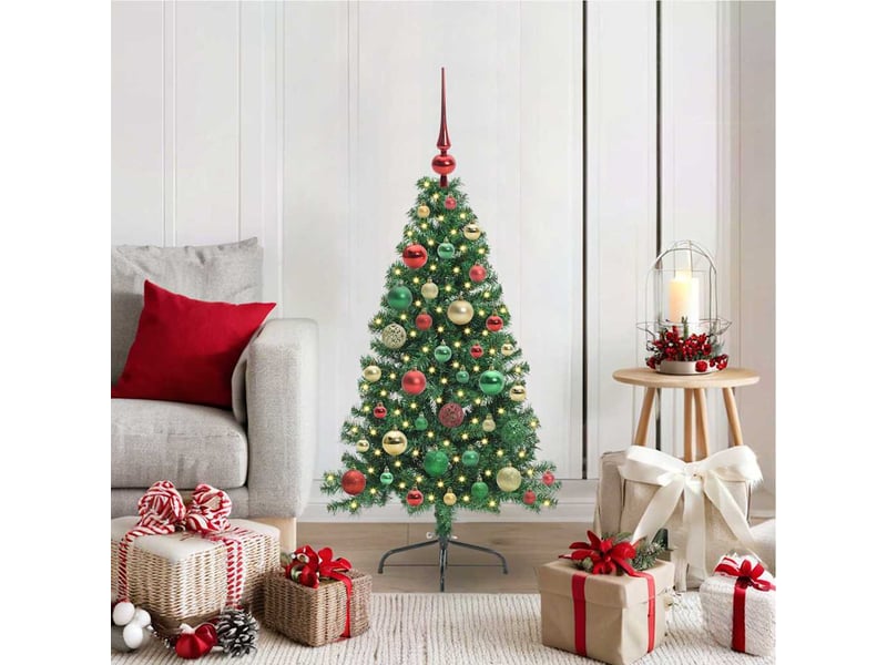  Sapin de noël artificiel, arbre de noël pré-éclairé vert 120 cm pvc shl1010  - Conforama B