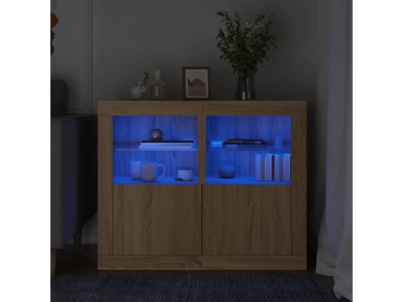  Armoires latérales et lumières led 2 pcs chêne sonoma  - Conforama B