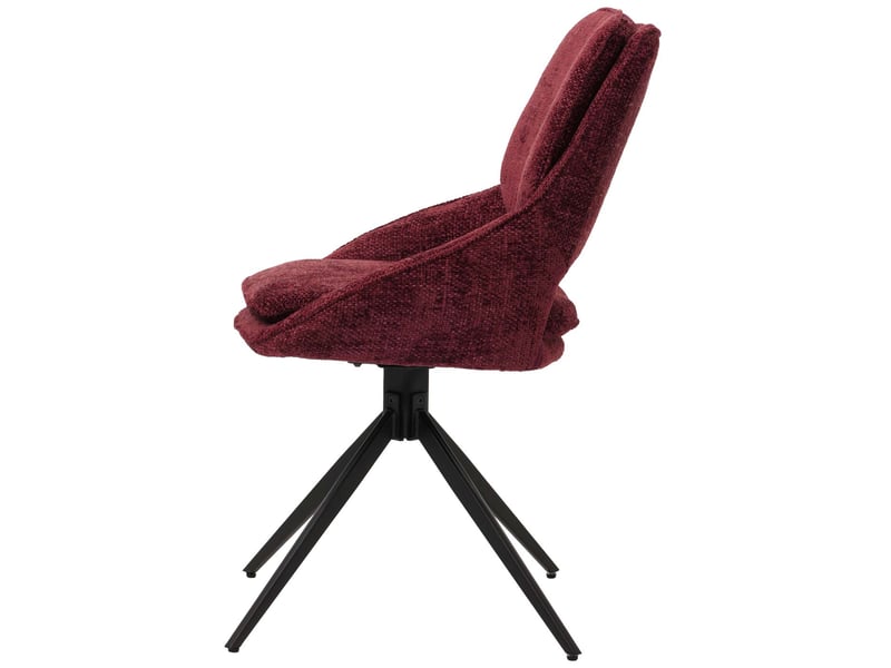  Lot de 2 chaises de salle à manger pivotantes à 180° avec retour automatique assise rembourrée et protections de sol réglables tissu chenille bordeaux et fer 04_0009908  - Conforama E