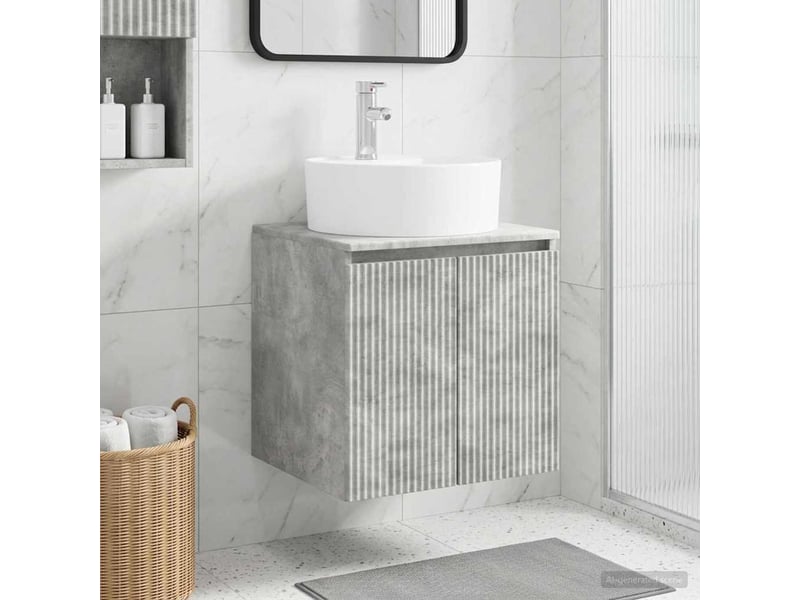  Vanité de lavabo mural, meuble de rangement gris béton 49.5x44.5x65 cm shl4629  - Conforama B