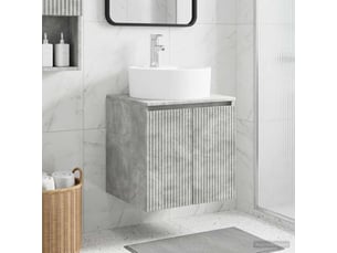 Vanité de lavabo mural, meuble de rangement gris béton 49.5x44.5x65 cm shl4629