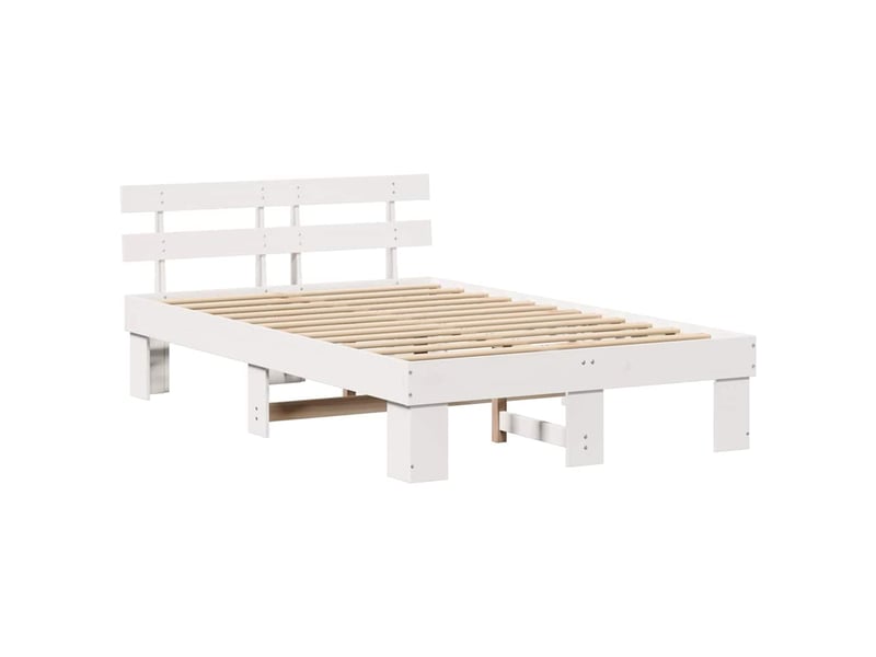  Lit double- lit adulte -  cadre de lit avec tête de lit blanc 120 x 190 cm pin massif  - Conforama C