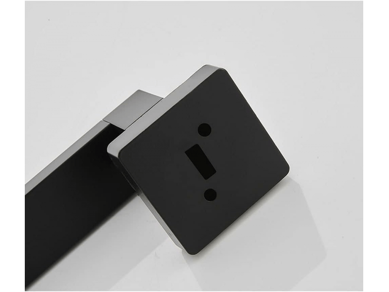 Porte-serviettes carré en aluminium space, fixation murale, tige simple, noir 60cm (double usage sans perforation et perforation)  - Conforama E