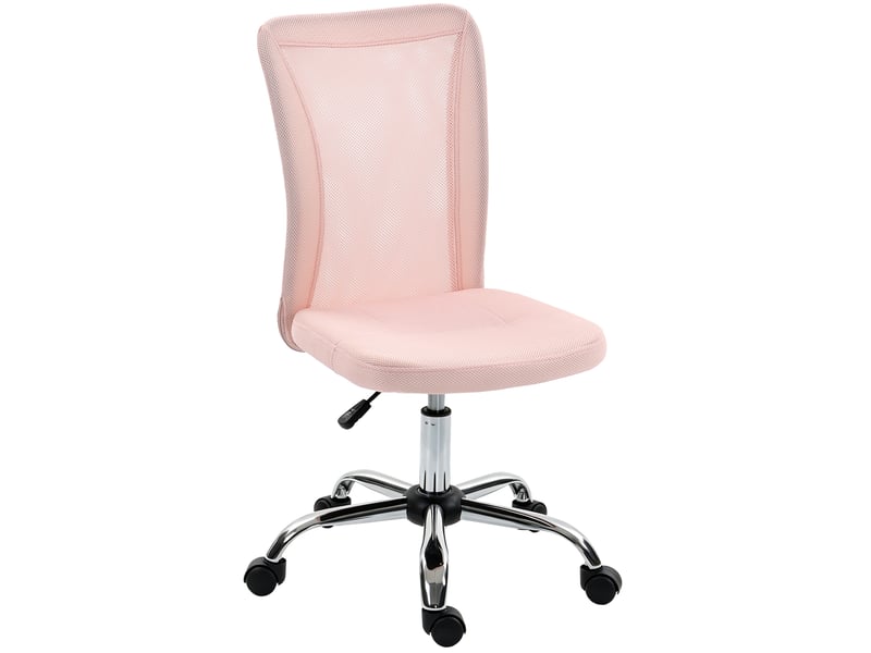  Chaise de bureau pivotante ergonomique sans accoudoirs, tissu en maille respirante, hauteur réglable, rose  - Conforama A