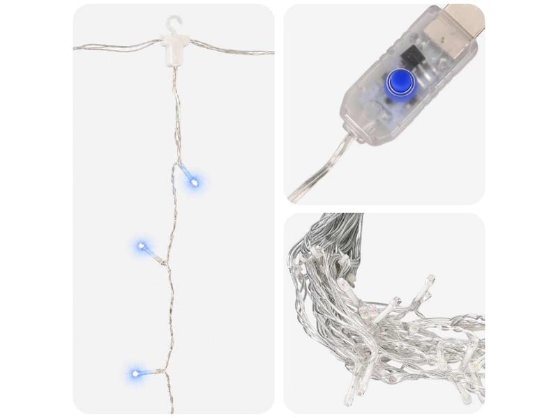  Rideaux lumineux à led 3x3 m 300 led bleu 8 fonctions cf44501  - Conforama E