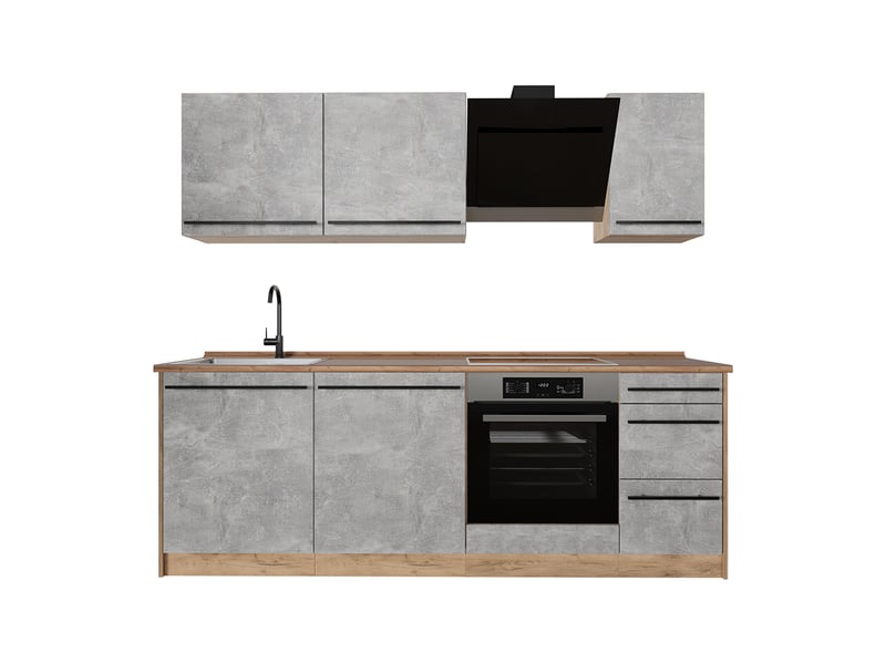  Vicco cuisine, bétonchêne doré, 220cm plan de travail chêne doré  - Conforama A