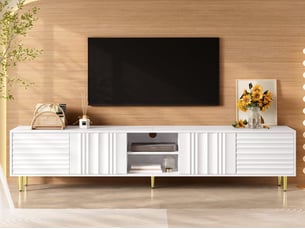 Meuble tv coloris blanc 200 cm LEYTN