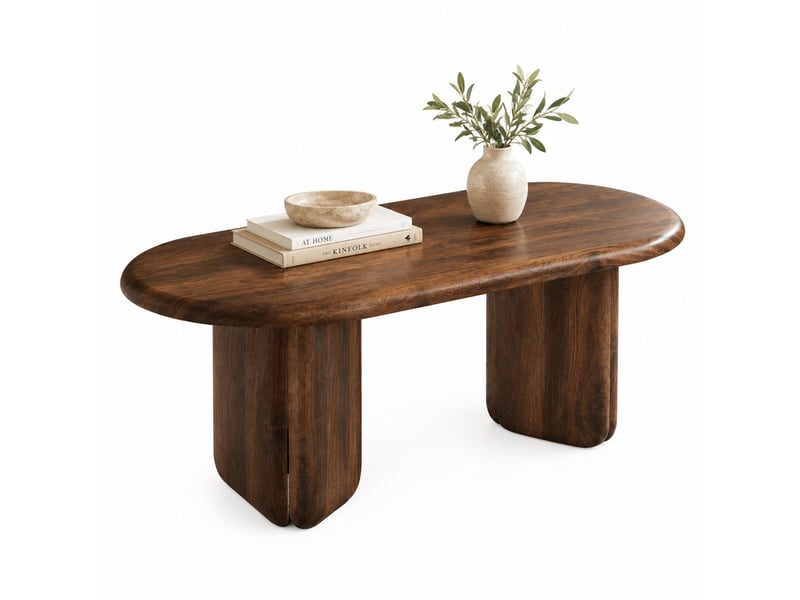  Table basse ovale 99×50×40 cm en mdf aspect noyer chicfurn  - Conforama A