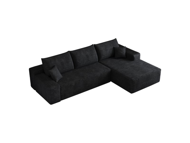  Canapé d'angle modulable 270 cm – méridienne en l, noir profond, sans montage, idéal salon et chambre  - Conforama A