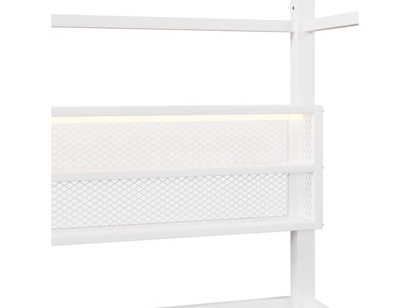 Lit cabane enfant 90x200 cm avec barrière, lit enfant en métal blanc, sans matelas  - Conforama R