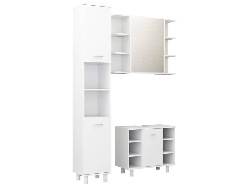 Ensemble de meubles de salle de bain 3pcs blanc bois ingénierie cf63849 - Conforama A