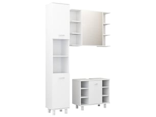 Ensemble de meubles de salle de bain 3pcs blanc bois ingénierie cf63849