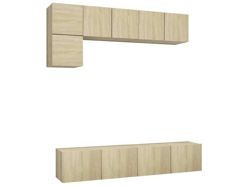  Ensemble de meuble tv - banc tv - meuble de rangement 5 pcs chêne sonoma bois d'ingénierie  - Conforama A