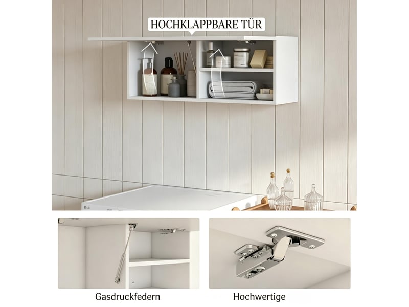  Meuble mural de salle de bain 80 x 25 x 30 cm - blanc - porte coulissante sans poignée intégrée, rangement pratique  - Conforama E
