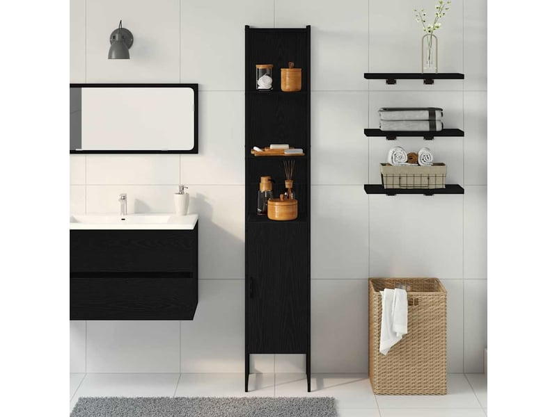  Armoire de salle de bain, cabinet de salle de bain chêne noir 33 x 33 x 185,5 cm cf65071  - Conforama D
