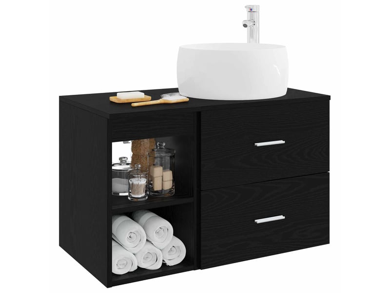 Ensemble de mobilier de salle de bain 2 pcs chêne noir shl386 - Conforama C