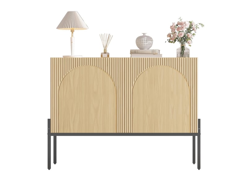  Buffet 2 portes pieds en métal coloris naturel 100 x 40 x 75 cm  - Conforama A