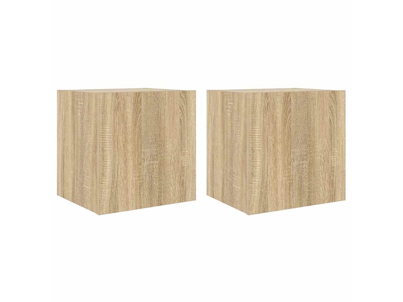  Lot de 2 meuble tv mural avec lumières led chêne sonoma 40,5x35x40 cm  - Conforama A