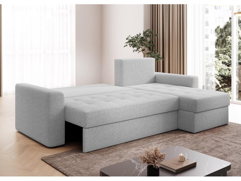Canapé d’angle karaman 238 cm gris clair convertible avec coffre Karaman - Conforama D