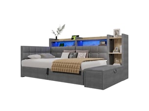 Lit banquette 90x200 cm <strong></strong>  <strong></strong> coloris gris