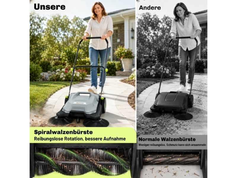  Balayeuse manuelle à 3 brosses, largeur 68 cm, bac 24 l, poignée réglable et pliable  - Conforama C