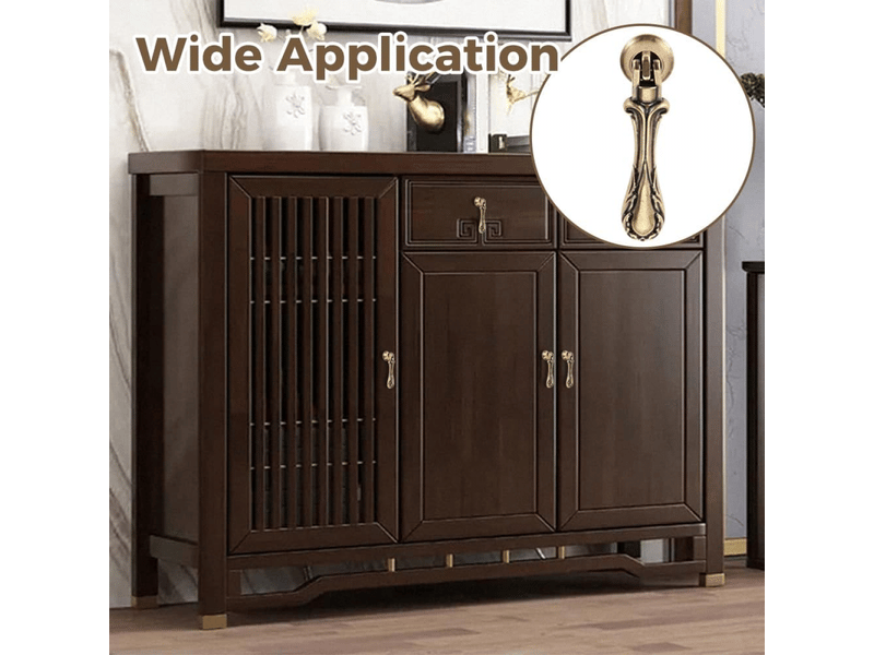  Lot de 4 poignées d'armoire vintage en alliage de zinc sculptées en forme de larme, patine ancienne  - Conforama D