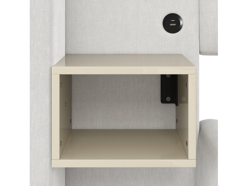  Lit coffre 180 × 200 cm 2 places, rangement hydraulique, éclairage led, tables de chevet et sans matelas, beige  - Conforama E