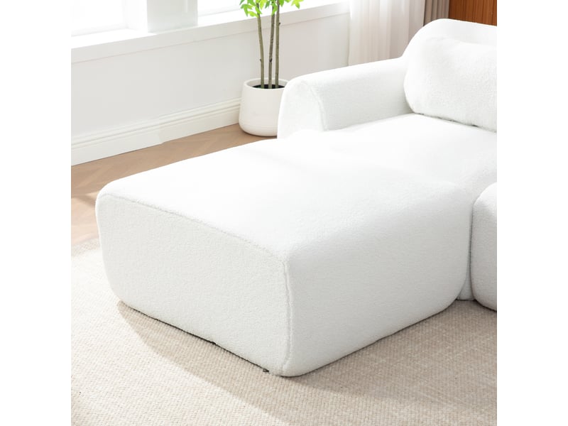  Canapé d’angle modulable 3 places en chenille ivoire – 271 x 177 x 71 cm Fay Lum - Conforama D