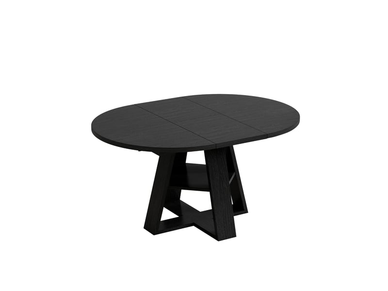  Table à manger extensible ronde 110150 x 100 cm, 4 à 6 personnes, rangements et étagères, effet bois noir Bliss Lite - Conforama A