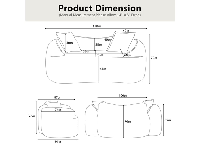 Canapé droit fixe 2 places rose en tissu, accoudoirs arrondis et 2 coussins, idéal pour petits espaces - Conforama C
