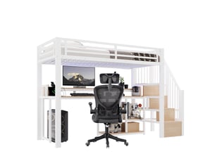 Lit mezzanine 90x200 cm BEAOK coloris blanc