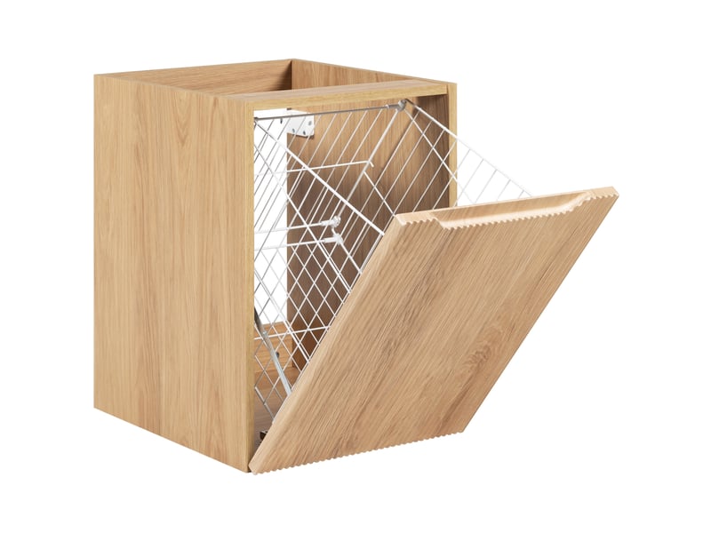  Meuble sous vasque suspendu avec panier à linge et plan 2t novo l.100 cm effet chêne hikora  - Conforama E