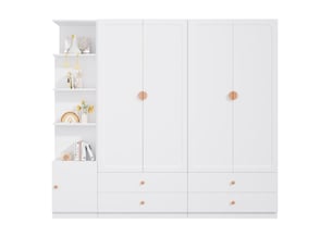 Armoire 5 porte(s) battante 4 tiroir(s) <strong>MODFU</strong> <strong></strong> coloris blanc largeur 225 cm