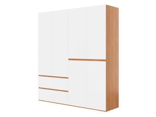 Armoire de chambre - 180x50x200 cm - armoire penderie 6 portes avec 2 barres et 5 tiroirs - blanc et chêne artisan