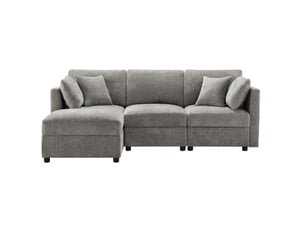 Canapé d’angle 218x156,5x86 cm accoudoirs réglables métal bois gris