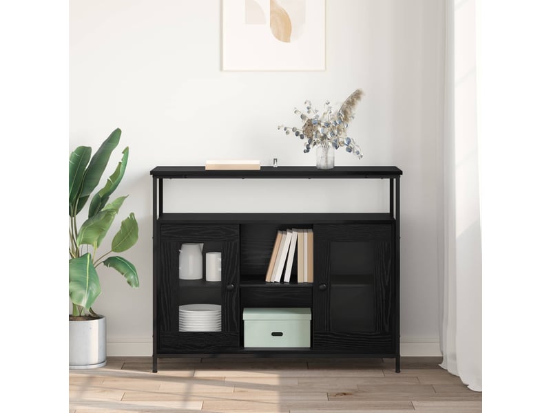  Buffet - bahut - meuble de rangement chêne noir 100 x 35 x 80 cm bois d'ingénierie  - Conforama D