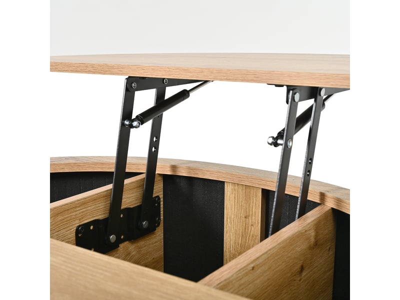  Table basse ronde réglable - rangement - 80x80x59 cm - tiroir coulissant, rangement intégré - mdf - chêne BUYDEEMEUS - Conforama E