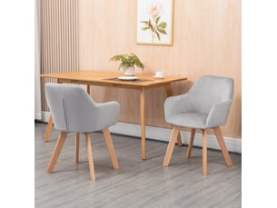 Lot de 2 chaises de salle à manger 54x57x80 cm, velours gris, accoudoirs ergonomiques, pieds en bois, usage polyvalent