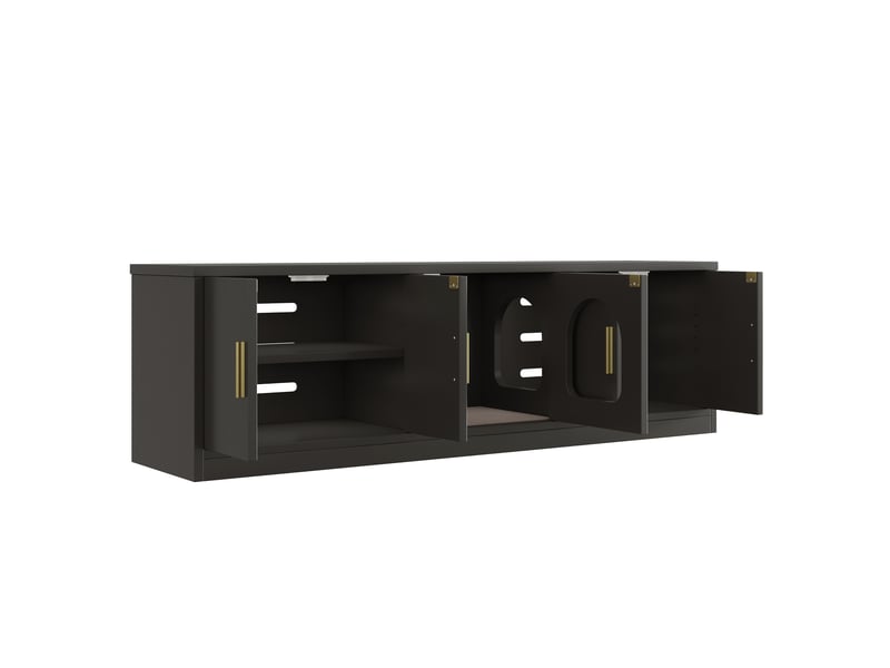  Meuble cache-litière noir 140 × 40 × 45,5 cm, rangements et griffoir IKSETERA TRADING LTD - Conforama E