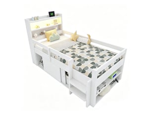 Lit avec rangement 90x200 cm coloris blanc