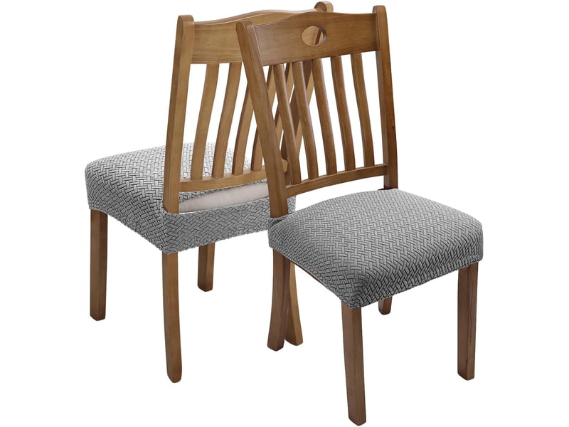  Lot de 4 housses de siège élastiques gaufrées jacquard lavables gris clair, amovibles et lavables, adaptées aux restaurants, cuisines, bureaux XLH-ZLS-009209ZLS - Conforama B
