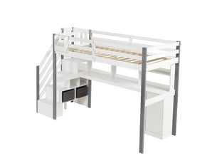 Lit mezzanine 90x200 cm BEAOK   coloris blanc