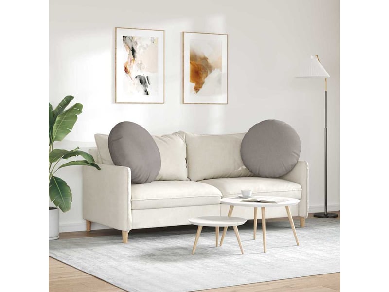  Lot de 2 coussins de siège, coussins décoratifs tissu taupe ø60 x 21 cm cf59866  - Conforama D
