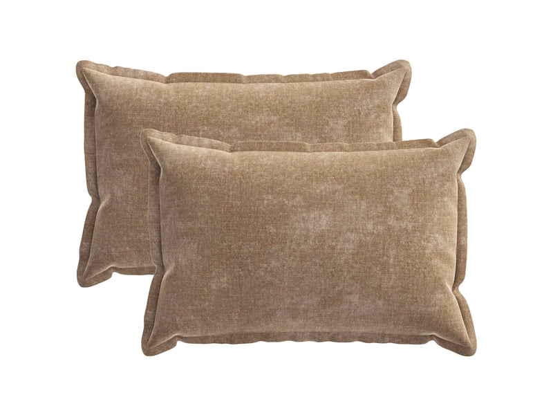  Lot de 2 housses de coussin houten marron 40 x 60 cm tissu chenille cf49345  - Conforama A
