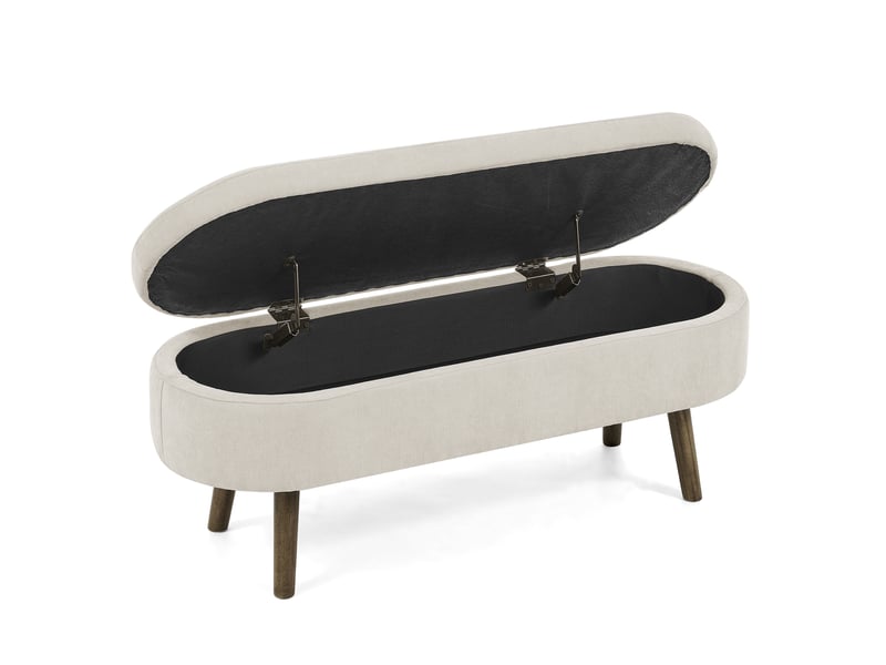  Banc de rangement 110x40x42 cm en chenille beige avec coffre intérieur  - Conforama A
