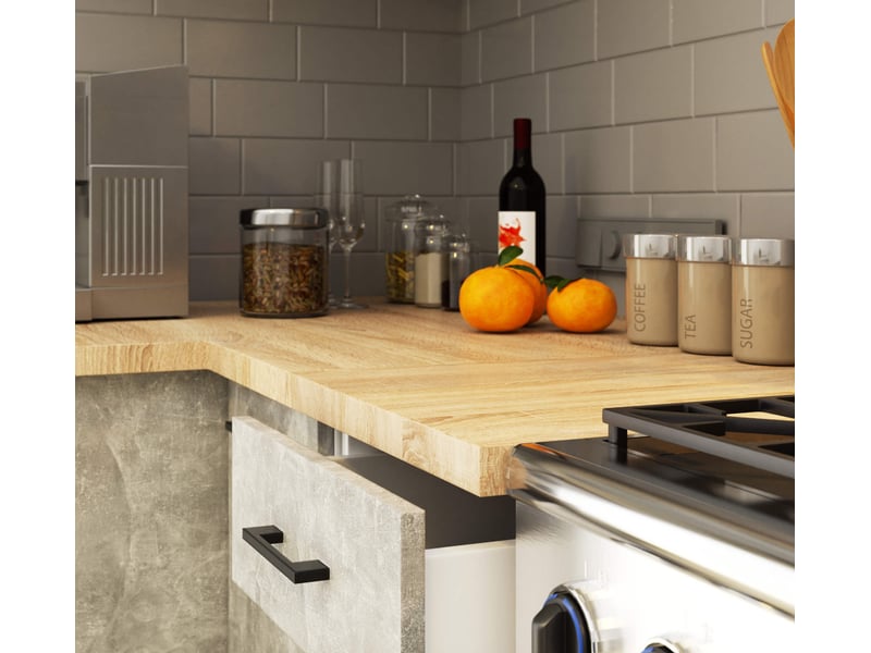  Ensemble de cuisine vitré akord oliwia 2.4m béton 240 cm 11 portes 1 tiroir façade béton 240x46x203 cm Oliwia 2.4M - Conforama D