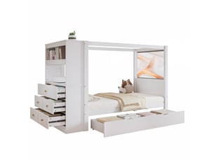 Lit simple 90x200 cm PHOEBE CAT coloris blanc