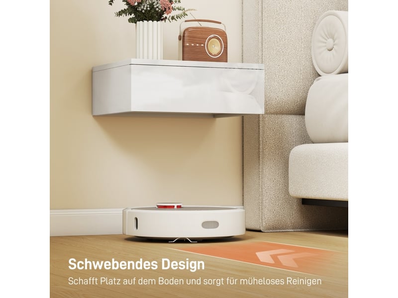  Lot de 2 tables de chevet murales,40x30x14 cm,avec tiroir,blanc  - Conforama D